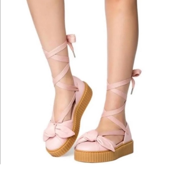 Fenty Puma X Rihanna Creeper  Bow Sandals Pink Leather - Picture 1 of 3